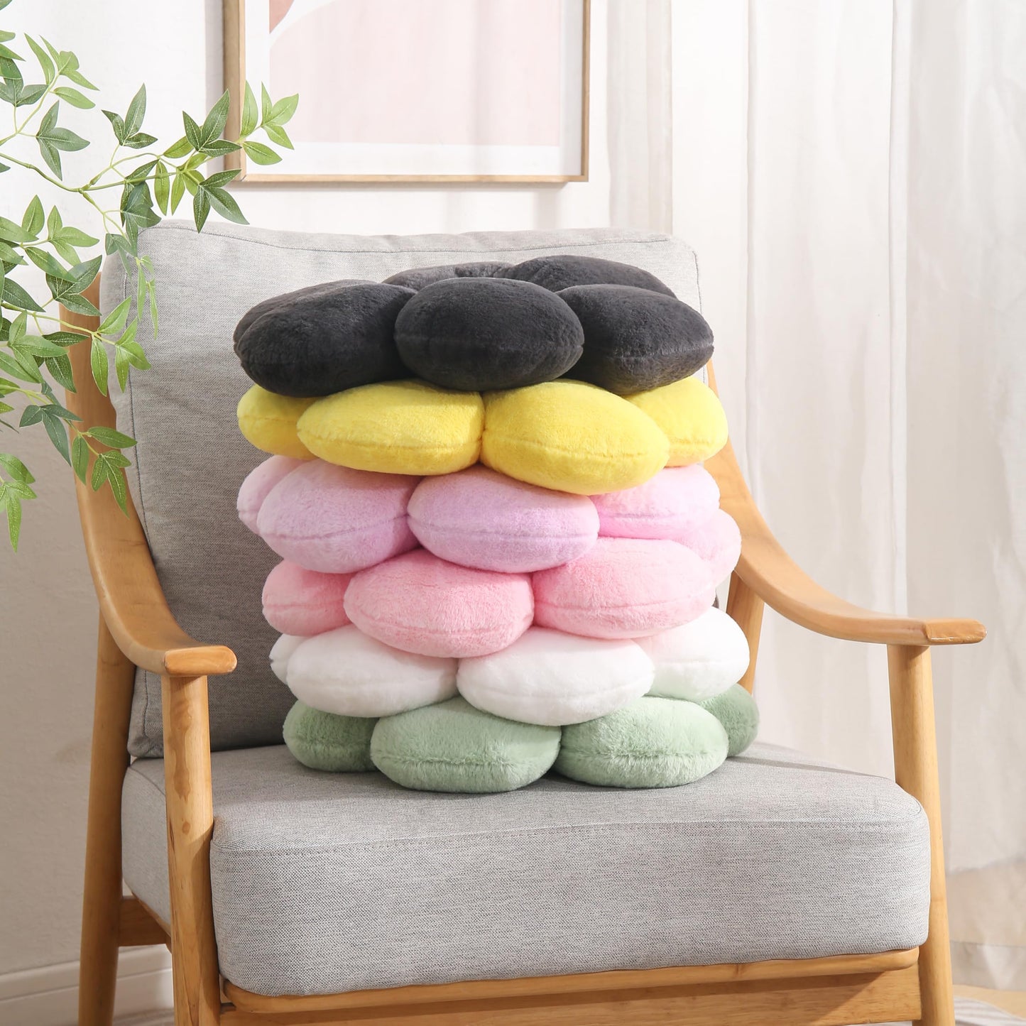 17.7 Inch Yellow Flower Pillow – Daisy Shaped Cute Decorative Flower Throw Pillow, Soft Floral Seating Cushion Floor Pillows for Sofa, Bed, Chair & Room Decorations for Home