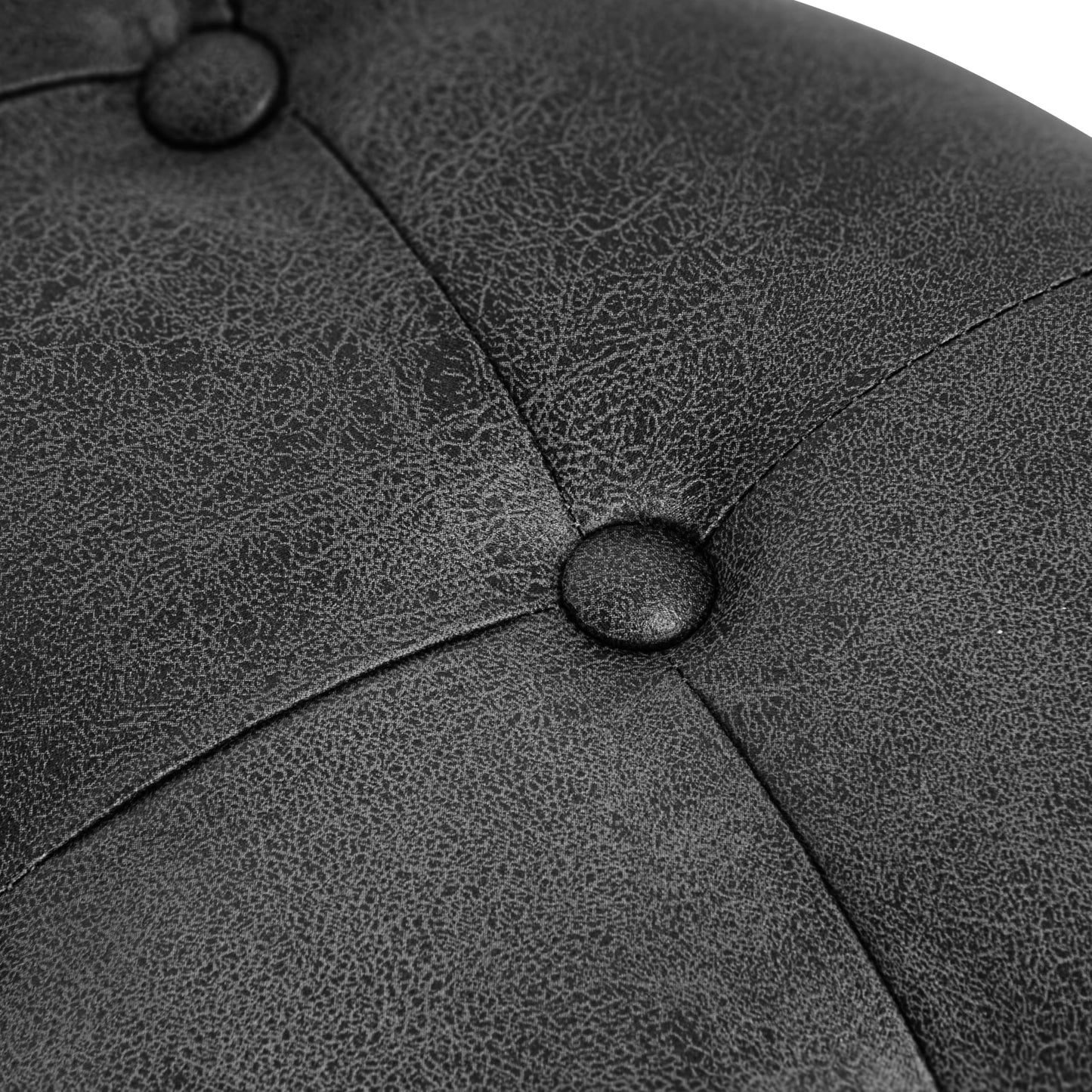 HomePop 25" Button Tufted Round Storage Ottoman - Gray Faux Leather