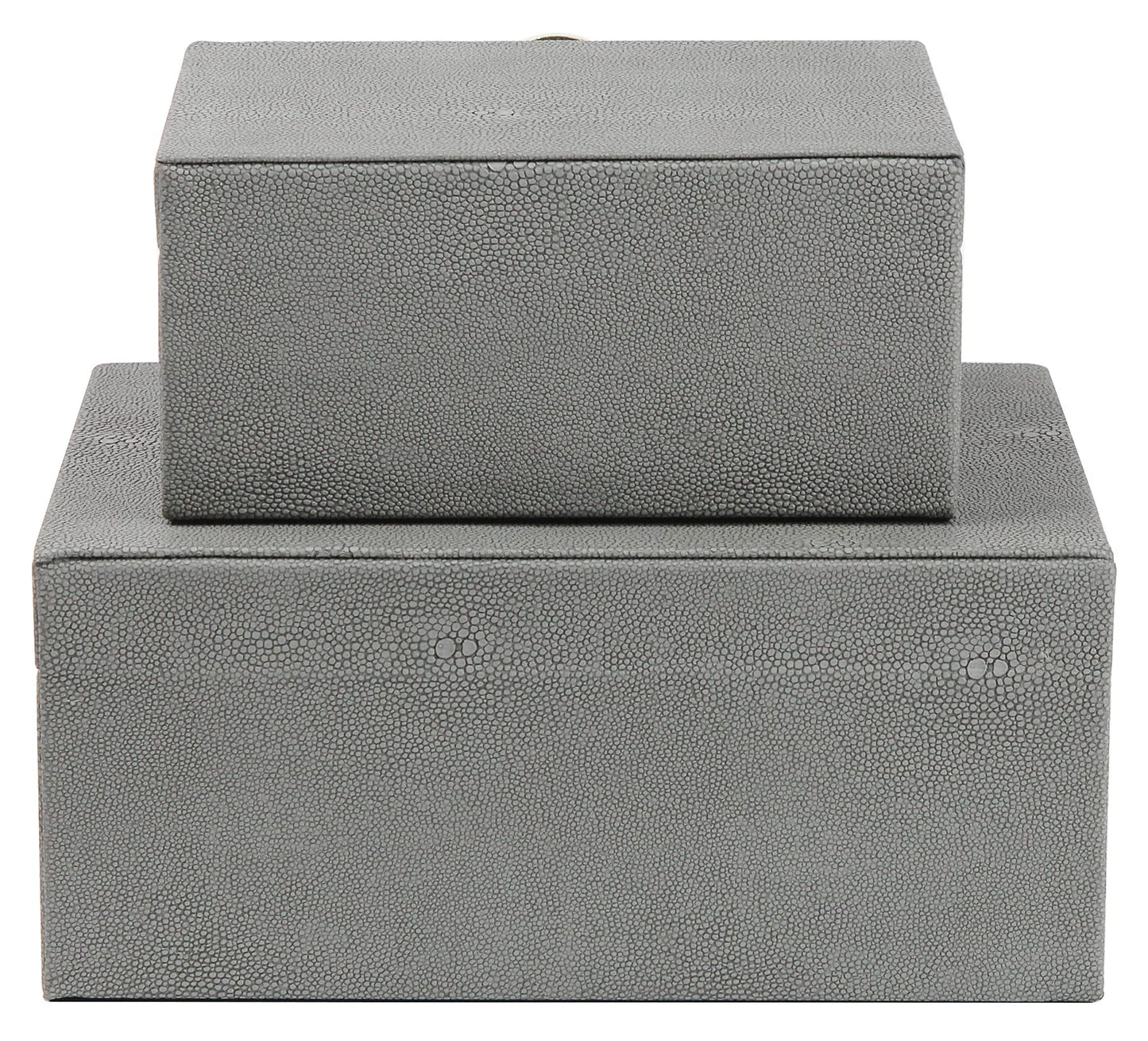 HofferRuffer Faux Leather Jewelry Boxes, Decorative Boxes Storage Accessory Organizer with Gold Hardware Decor, Classic Vegan Leather Set of 2 Pieces (Dark Grey)