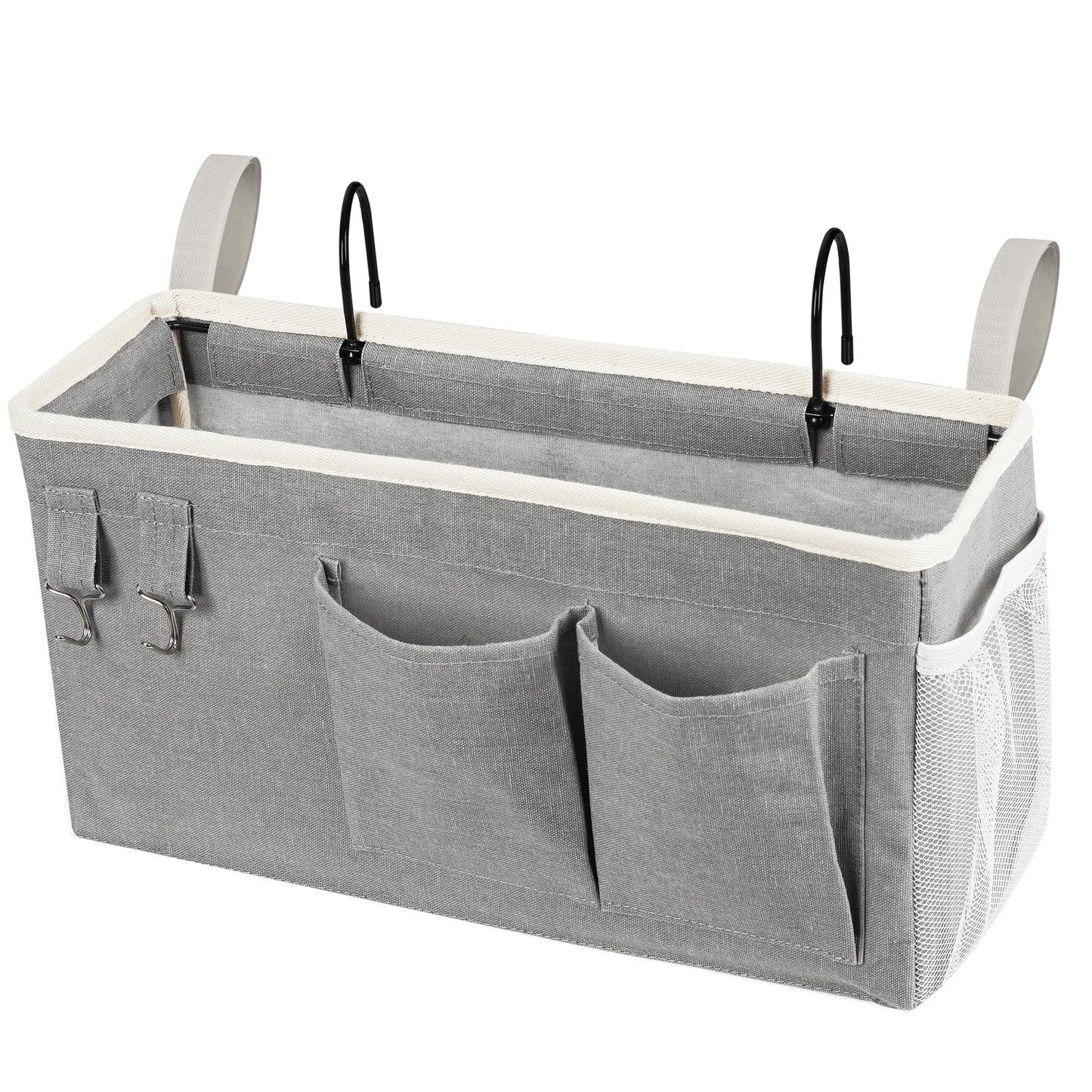 Loghot Bedside Caddy/Bedside Storage Bag Hanging Organizer for Bunk and Hospital Beds,Dorm Rooms Bed Rails,Can be Placed Glasses,Books,Mobile Phones,Keys (Grey)