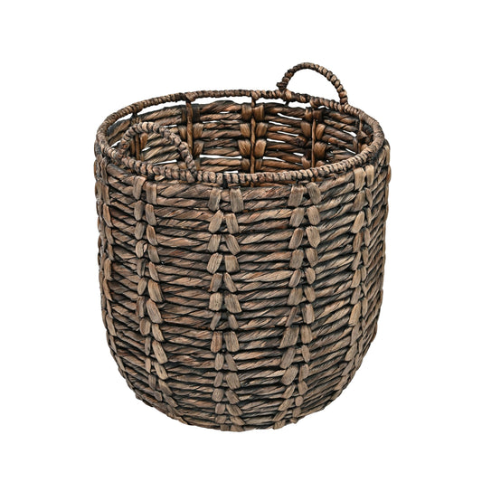 happimess BSK1003B Laurel 19.49" Bohemian Handwoven Abaca Hamper Basket with Handles, Brown for Storage and Decoration in Bathroom, Bedroom, Living Room