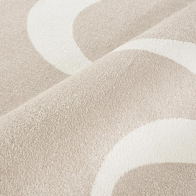Abani Deco Collection Area Rug - Beige Modern Abstract Ribbon Design - 2' x 3' - for Living Room, Bedroom & Office