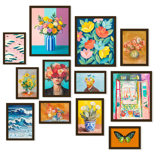 97 Decor Colorful Eclectic Wall Art Prints - Colorful Posters For Room Aesthetic, Famous Artist Paintings Maximalist Decor For Home, Living Room, Bedroom, Dorm (BLACK FRAME)