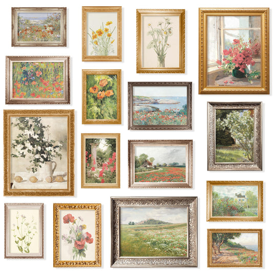 97 Decor Vintage Floral Wall Art - 16 Flower Pictures, Spring Flower Posters, Antique Floral Prints, Nature Wildflower Gallery Wall Prints (8x10 Unframed)