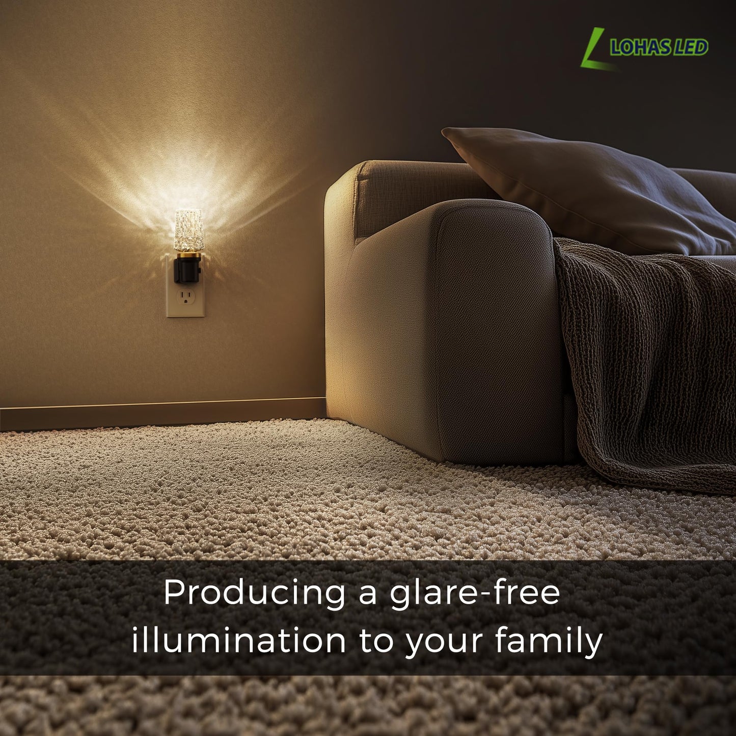 L LOHAS LED Night Light,Plug in Night Light with Light Sensor,0-100LM Brightness Adjustable,3000K Soft White,Acrylic Decorative Nightlight for Bathroom Bedroom Hallway