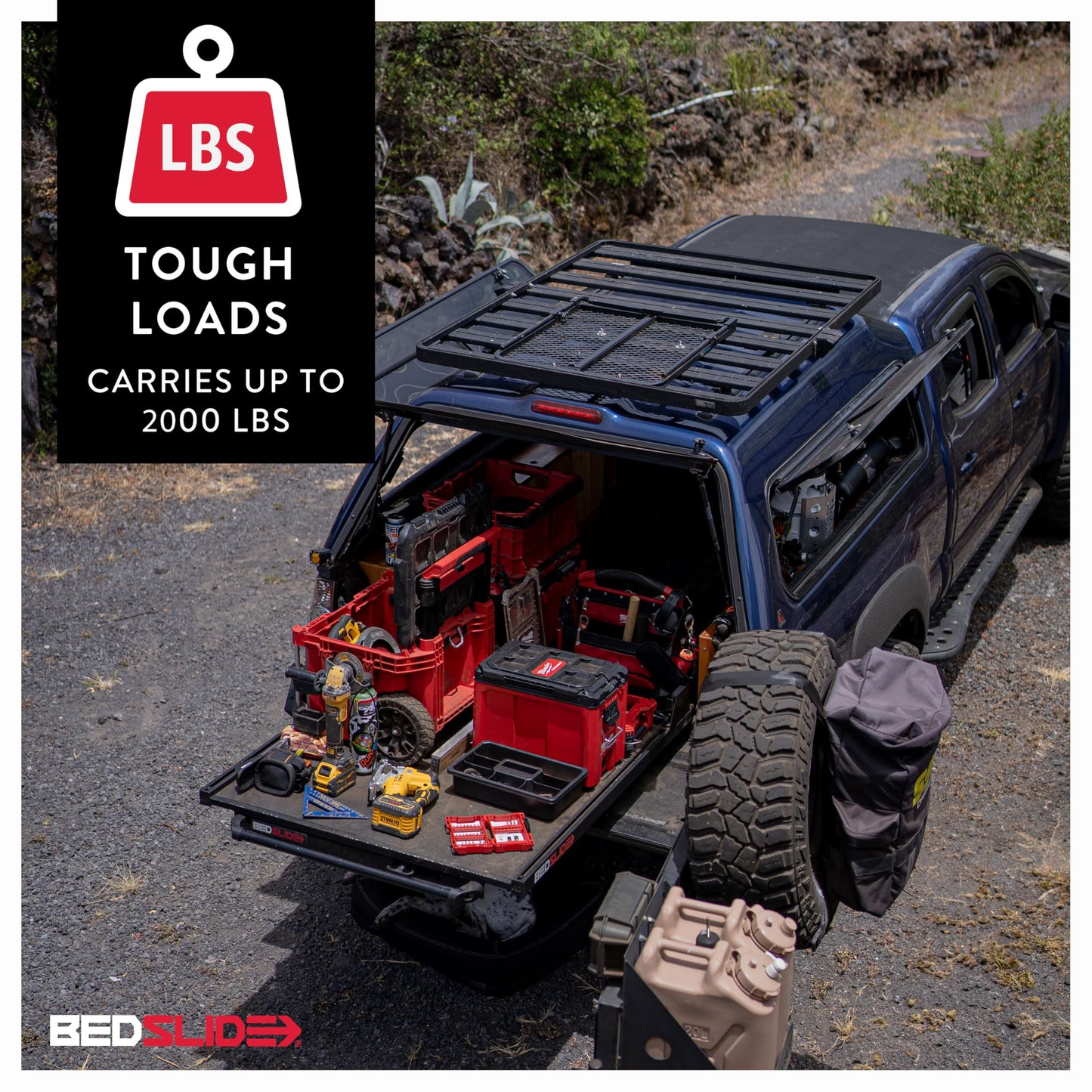 Bedslide 2000 Heavy-Duty Sliding Truck Bed Organizer, 79 x 48-Inch, Capacity 2000 lbs., Truck Bed Storage Tray, Silver