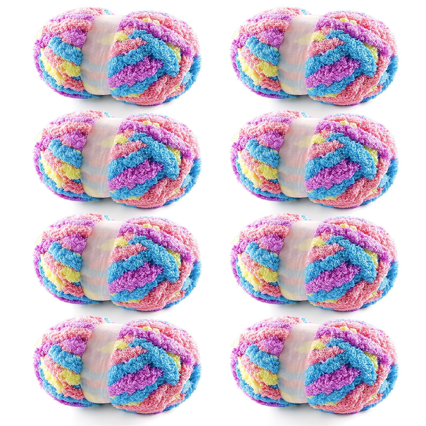 8 Pack Chunky Yarn for Hand Knitting - Chunky Chenille Blanket Yarn for Crocheting - Jumbo Fluffy Yarn for Crochet - Super Bulky Yarn 25 yds 7.7 oz Each Skein (Macaroon)