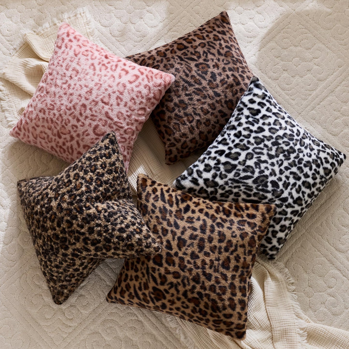KINDREX Leopard Print Boucle Pillow Covers 18x18 Set of 2, Cloud-Like Soft & Fluffy Cheetah Cushion Cases, Eye-Catching Decor for Living Room Sofa Bedroom Decor