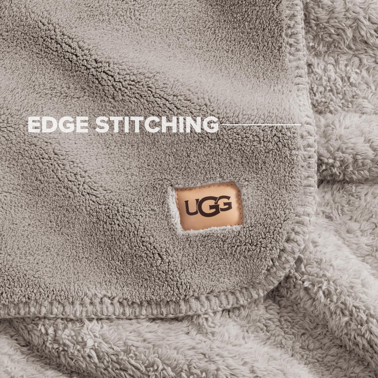UGG Whitecap Full/Queen Blanket, Fleece Fluffy Blanket for Bed, Luxury Cozy Oversized Throw for Couch, Washable Queen Bedding, Hypoallergenic Bedding Queen Size, 90" x 90", Seal Grey