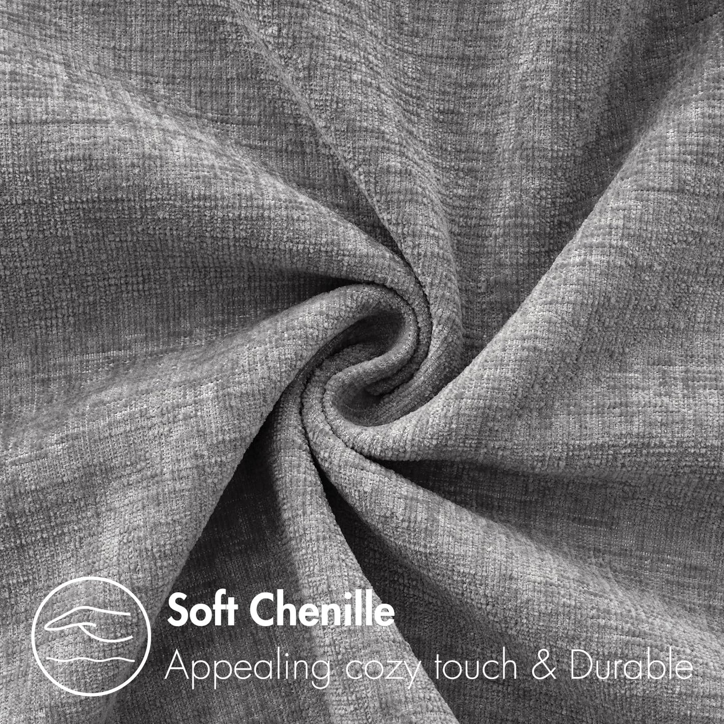 MIULEE Pack of 2 Couch Throw Pillow Covers 18x18 Inch Soft Dark Gray Chenille Pillow Covers for Sofa Living Room Solid Dyed Pillow Cases