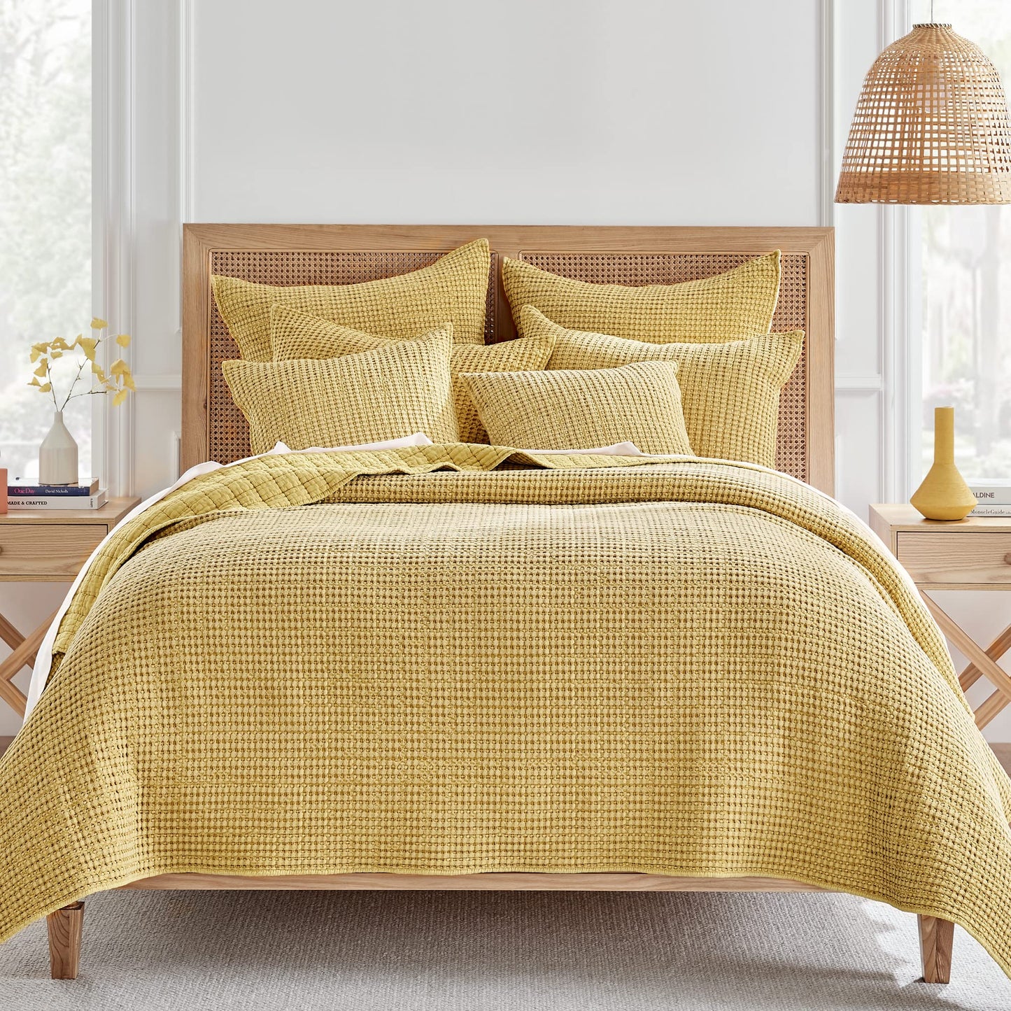 Levtex Home - Mills Waffle - Euro Sham (Set of Two) - Ochre - Sham Size (26x26in.), No Insert