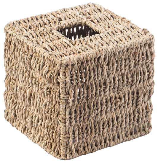 Natural Woven Seagrass Wicker Square Tissue Box Cover Holder