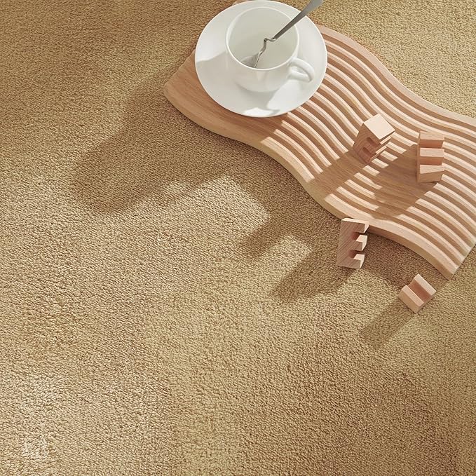 jinchan Solid Plush Runner Rug 2x6 Performance Shaggy Washable Hallway Rug Soft Modern Faux Wool Cozy Non Slip Carpet for Bedroom Laundry Room Living Room Kids Nursery Tan