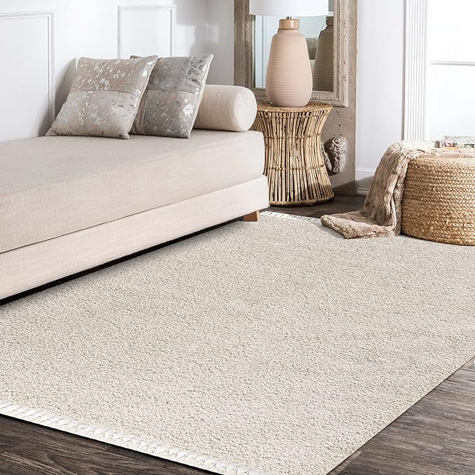 JONATHAN Y Mercer Shag Plush Tassel Cream Indoor Area Rug, 3x5, Contemporary, Modern, Easy-Cleaning for Living Room, Bedroom, Kitchen, Pet Friendly, Non-Shedding (MCR100D-3)