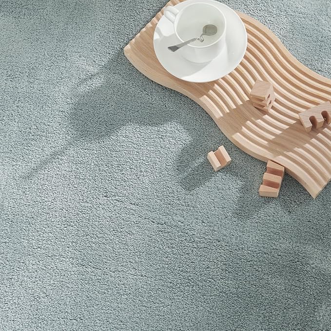 jinchan Solid Plush Runner Rug 2x5 Performance Shaggy Washable Hallway Rug Soft Modern Faux Wool Cozy Non Slip Carpet for Bedroom Laundry Room Living Room Kids Nursery Slate Blue