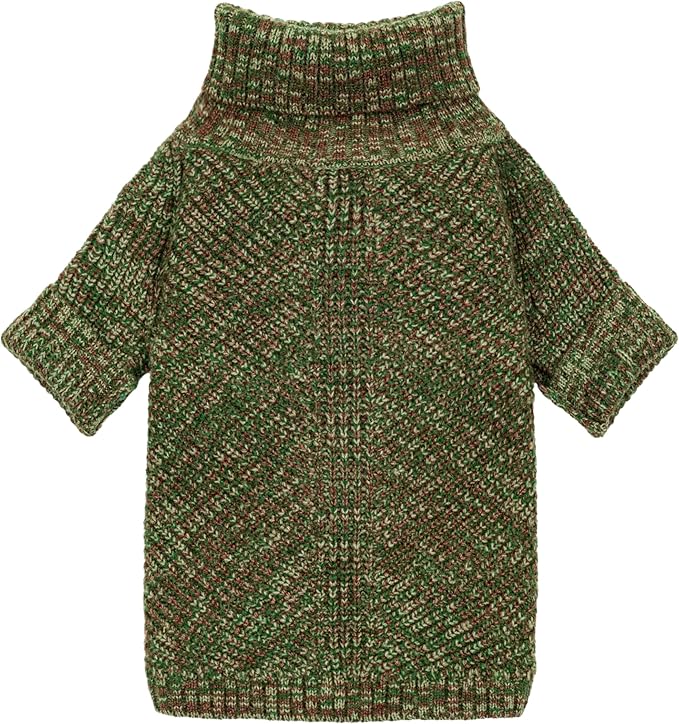Fitwarm Knitted Turtleneck Dog Sweater, Thermal Dog Winter Clothes for Small Dogs Boy Girl, Holiday Pet Outfit, Heather Green, XL