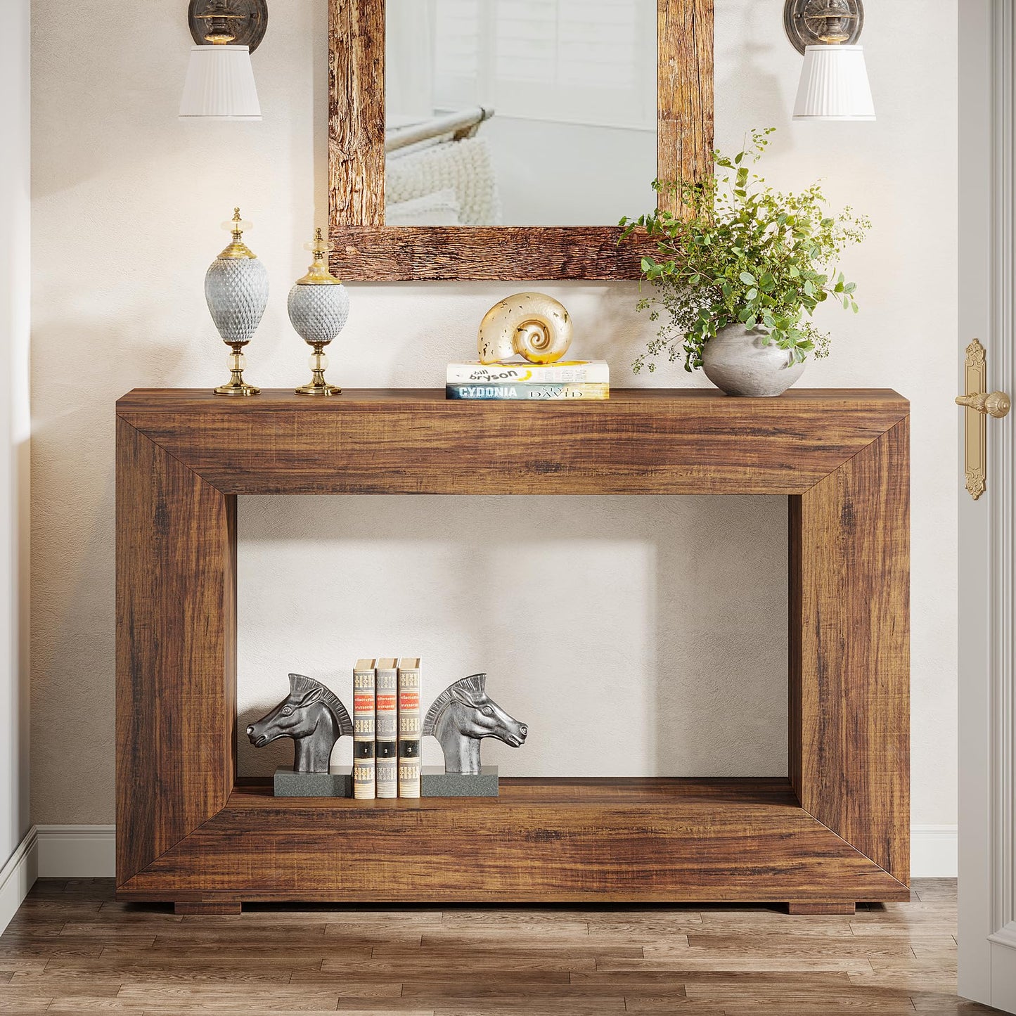Tribesigns Farmhouse Console Table, 47 Inches Entryway Console Table with Storage, Industrial Hallway Accent Table for Living Room, Entrance