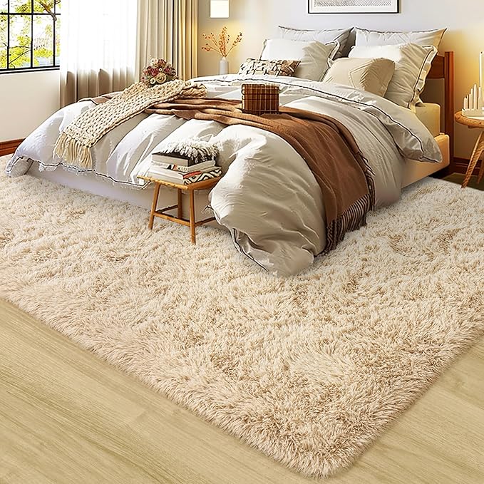 8x10 Large Area Rugs for Living Room, Ultra Fluffy Shag Rug for Bedroom, Modern Plush Soft Carpet for Girls Boys Kids Room Dorm Fuzzy Non Slip Rug for Home Decor Aesthetic, Camel