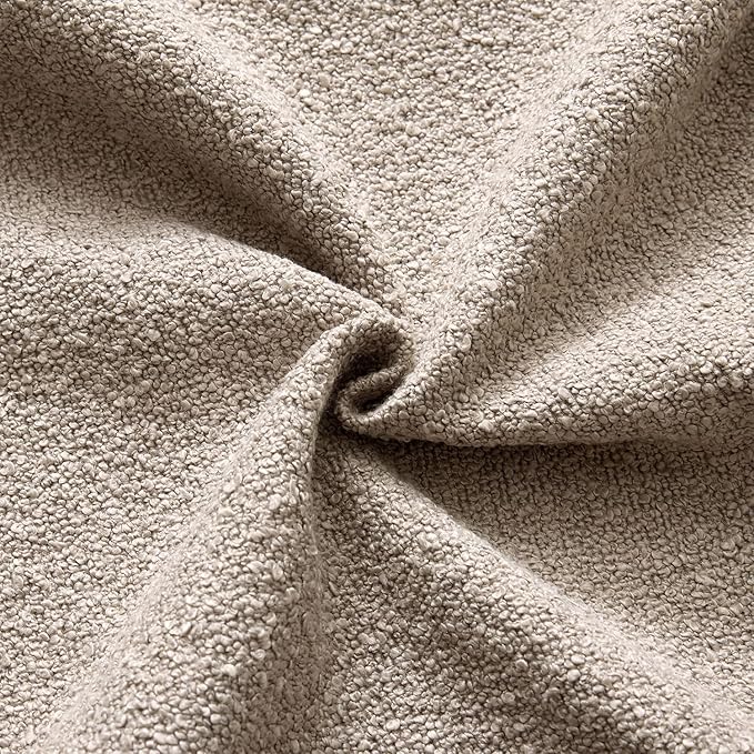 ANRODUO Pack of 2 Textured Boucle Throw Pillow Covers Soft Light Taupe Euro Decorative Accent Solid Pillow Cases Cozy Modern Couch Cushion Case for Sofa Bedroom Living Room Home Decor, 26 x 26 Inch