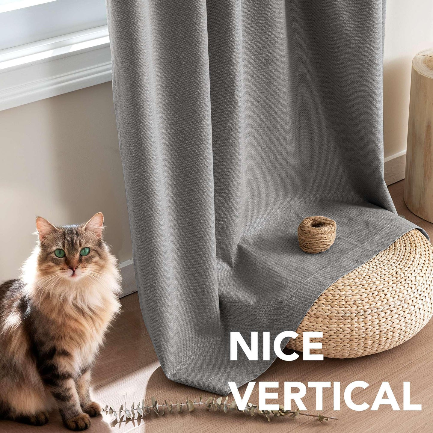 H.VERSAILTEX 100% Blackout Curtains Back Tab Full Light Blocking Curtain Draperies with Gray Coating Thermal Insulated Window Treatment Set of 2 Panels, 52" W x 84" L, Dove