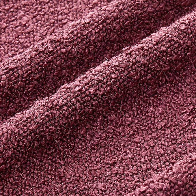 Mixhug Decorative Boucle Throw Pillow Covers, Burgundy Red, 18 x 18 Inches, Pack of 2 - Textured Boho Pillow Covers for Couch and Bed
