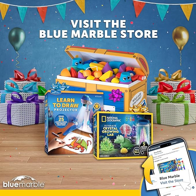 National Geographic Magnetic Marble Run - 150-Piece STEM Building Set for Kids & Adults with Magnetic Track & Trick Pieces & Marbles for Building A Marble Maze, STEM Project (Amazon Exclusive)