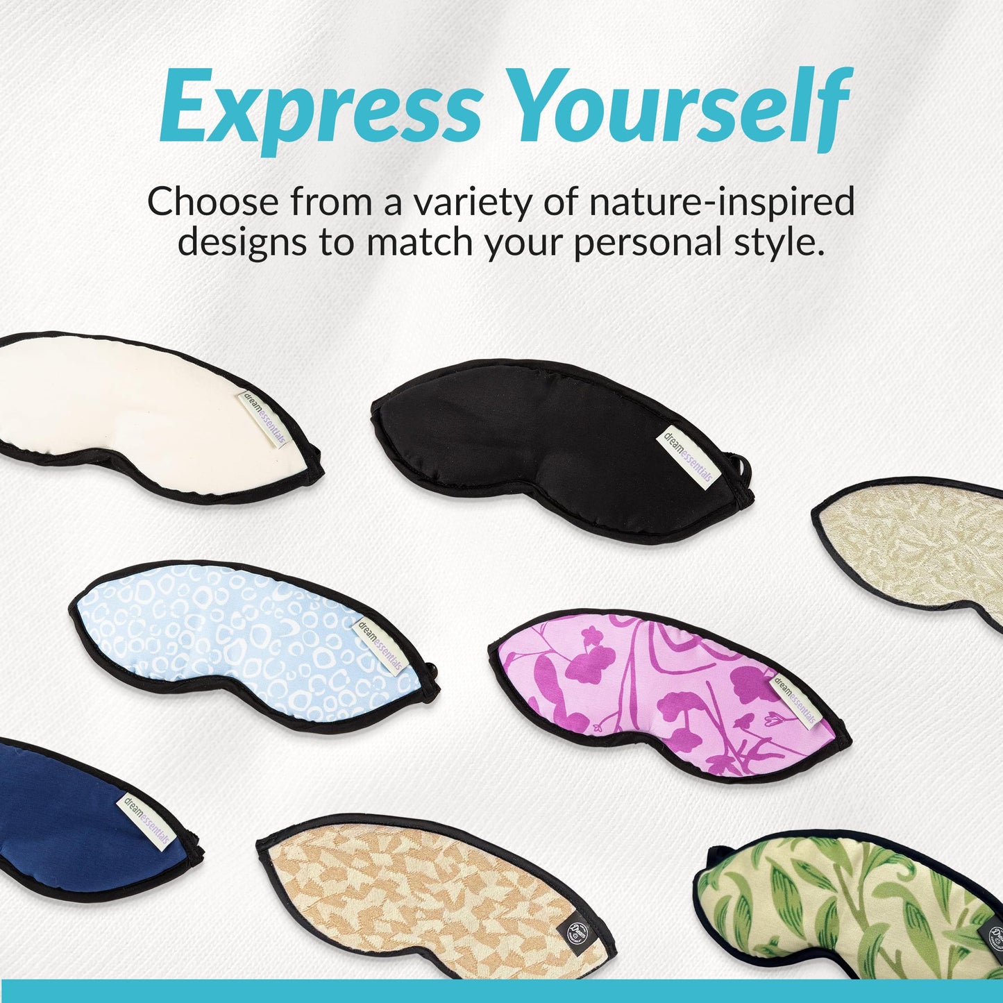 Dream Essentials Natura Organic Cotton Sleep Mask | Midnight Black | Eye Mask for Sleeping, Light Blocking Soft Sleep Eye Cover with Eco Wool Padding | Made in USA Travel Accessories