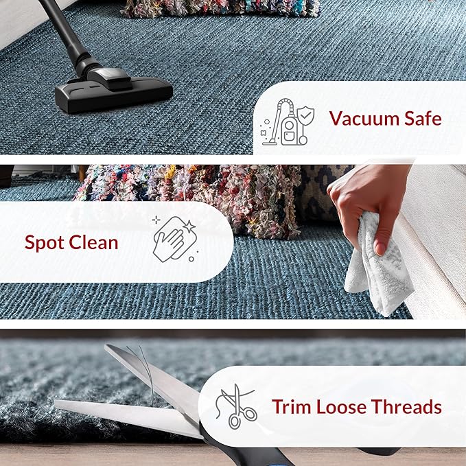 Nuloom Daniela Blue, 2'6" x 12', Handmade, Jute, Tassel, Soft and Textured, High Traffic, Stain Resistant, Easy Clean, Durable Runner for Bedroom, Living Room, Dining Space, Foyer, Entryway