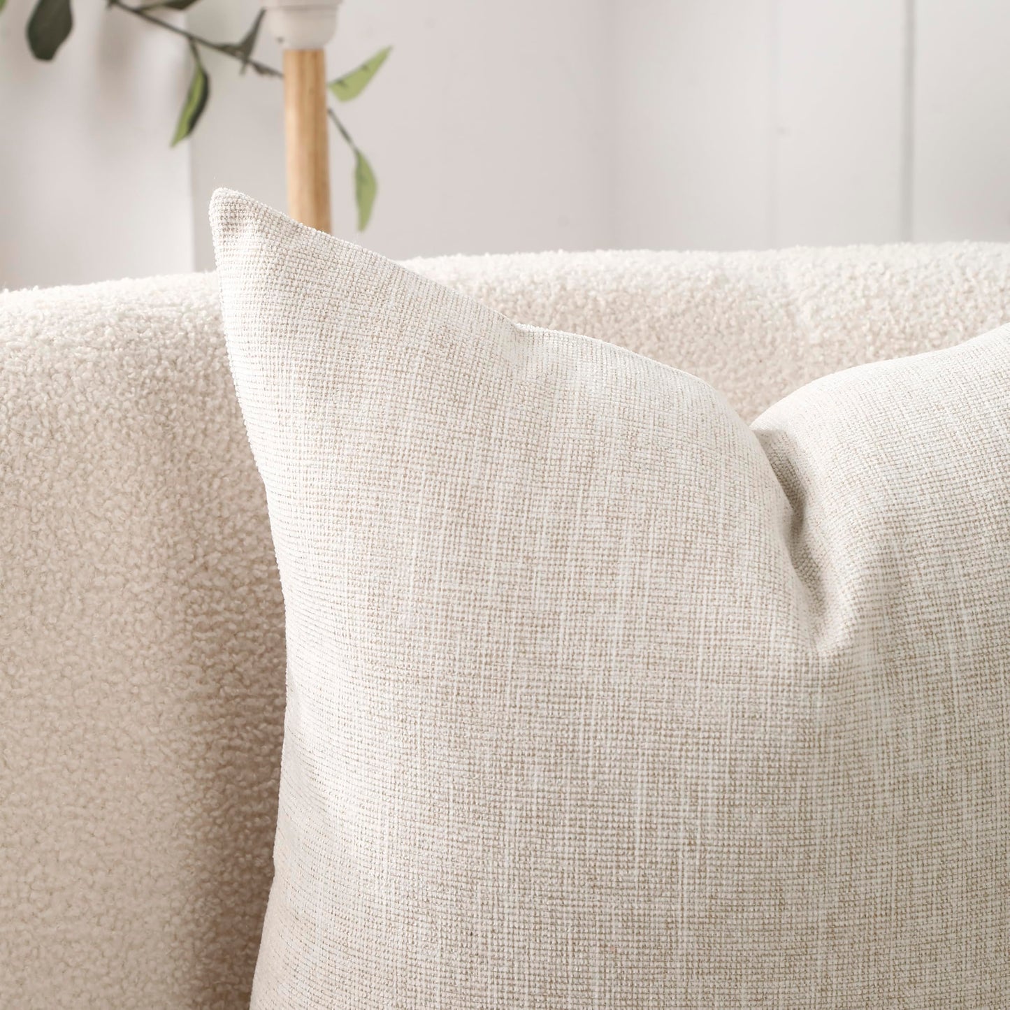 Jepeak 24x24 Inch Decorative Chenille Throw Pillow Covers, Pack of 2 Cozy Concise Pillow Cases Soft Farmhouse Modern Square Cushion Covers for Sofa Couch Bed Living Room Home Decor, Beige