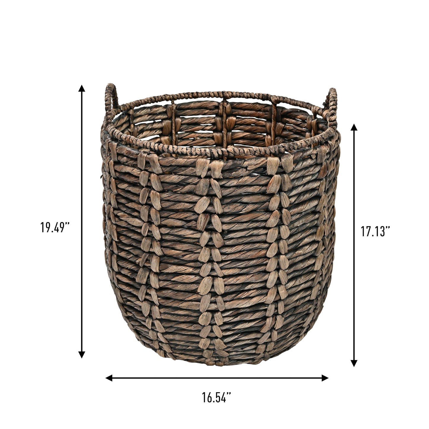 happimess BSK1003B Laurel 19.49" Bohemian Handwoven Abaca Hamper Basket with Handles, Brown for Storage and Decoration in Bathroom, Bedroom, Living Room