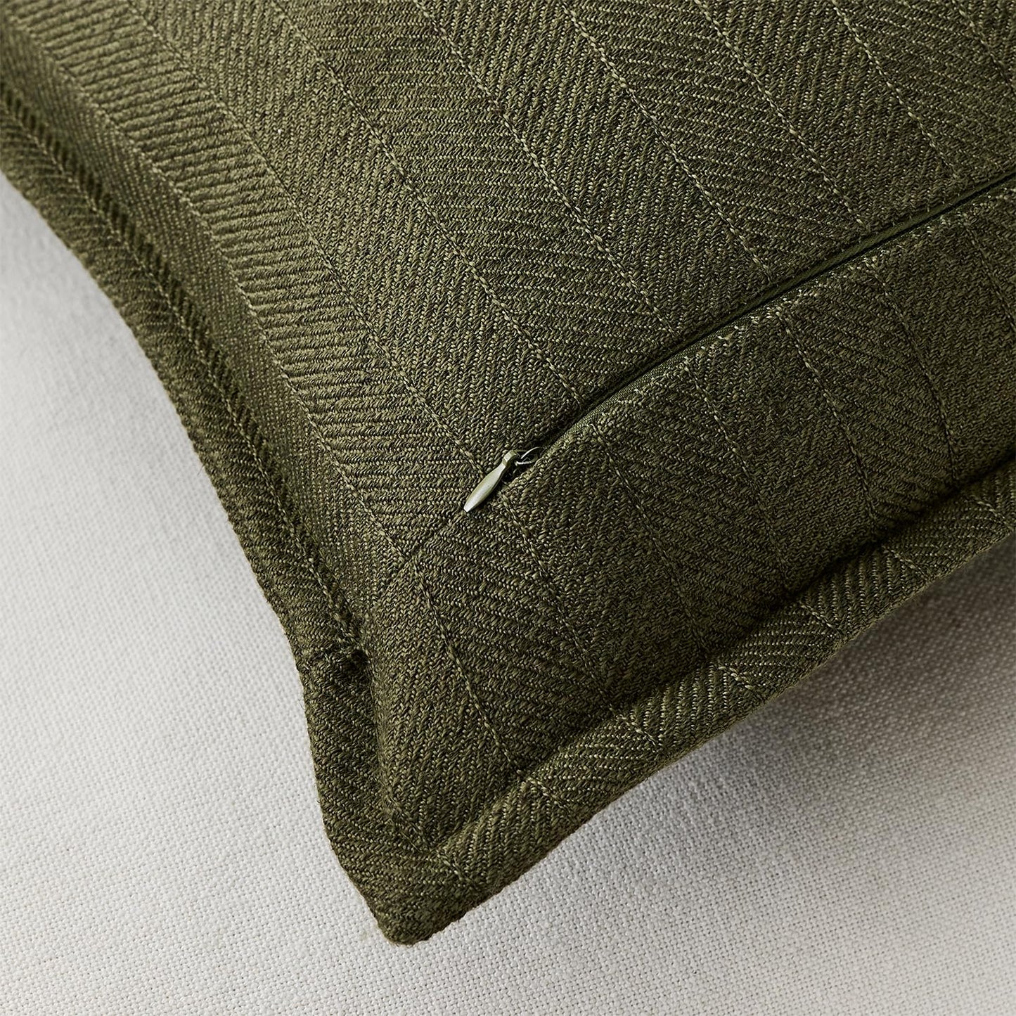 DEZENE 22x22 Linen Pillow Covers Olive Green Pack of 2 Farmhouse Boho Neutral Accents Striped Textured Square Decorative Throw Pillow Cases for Living Room Couch Bed Home Decor