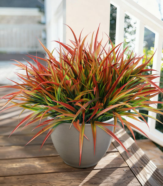 Ivydale 12Pcs Fake Plants Outdoor Artificial Plastic Grass Spring Decoration UV Resistant Faux Greenery Stems Bushes Outside Fake Plants for Planters Patio Porch Window Box Pathway Garden Home Decor