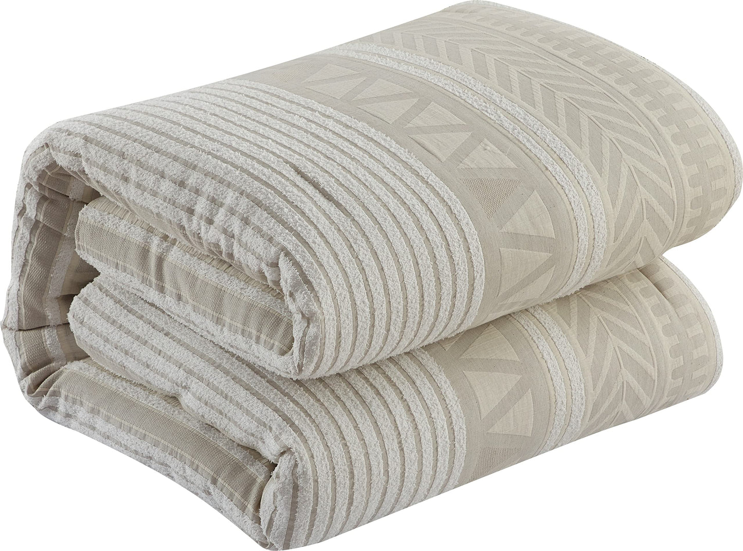 Stratford Park Cotton 6 Piece Comforter Sets, Beige, Queen Size Bed, Comfortable & Soft, All Season Bedding Set