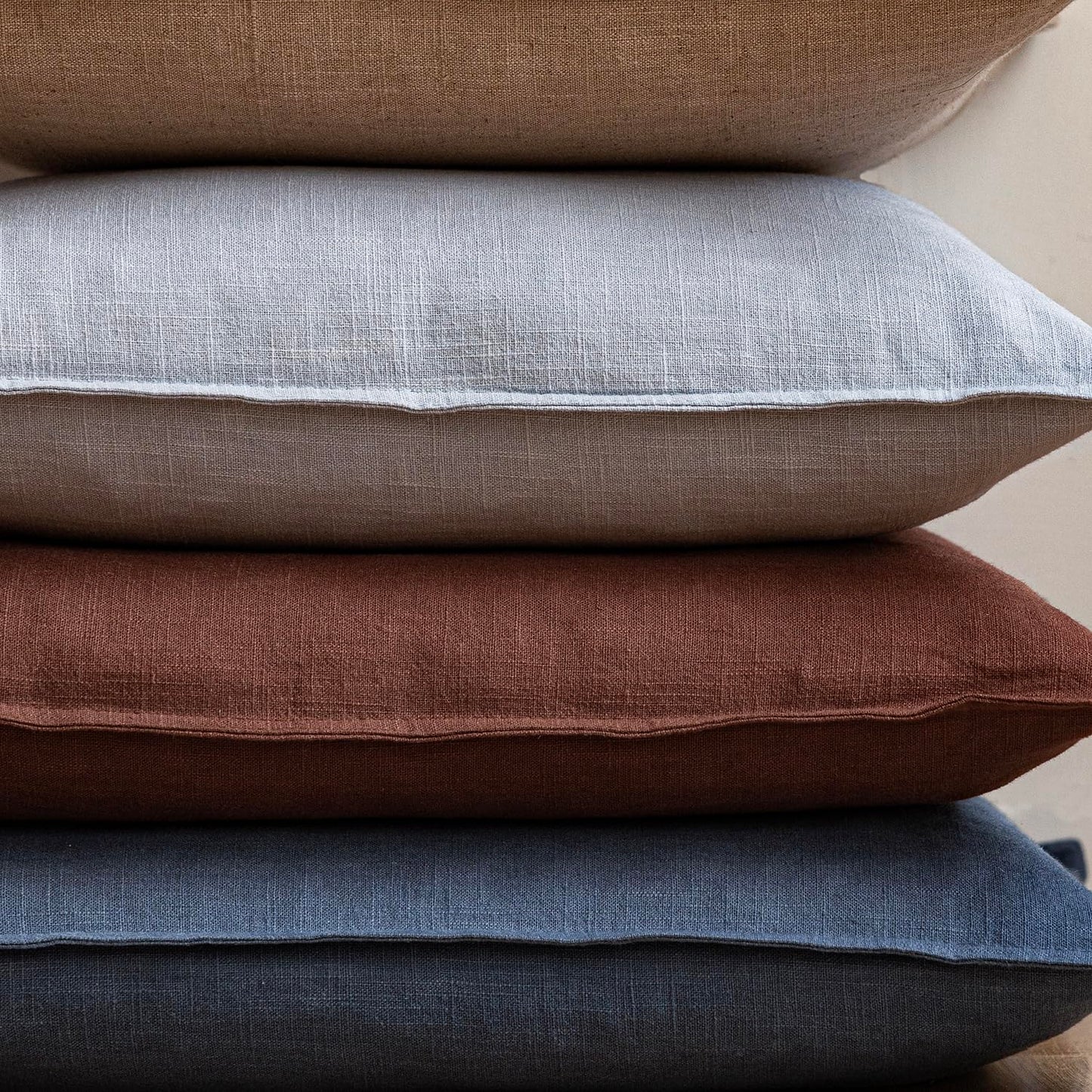 Foindtower Pack of 2, Decorative Linen Solid Throw Pillow Covers Soft Accent Euro Cushion Case Farmhouse Neutral Pillowcase for Chair Couch Sofa Bedroom Living Room Home Decor 24 x 24 Inch Dark Blue
