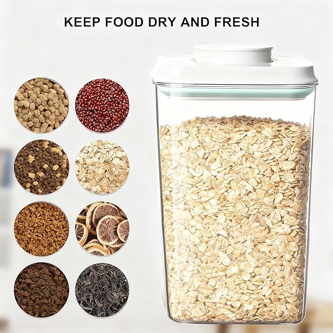 Cozey Daily Pop Food Storage Container Airtight Rice Containers with Pop Lid & 130ml Scoop, 4L / 4.2QT *2 BPA-Free Cereal, Flour, Pasta & Snack Container for Kitchen Pantry Organizer