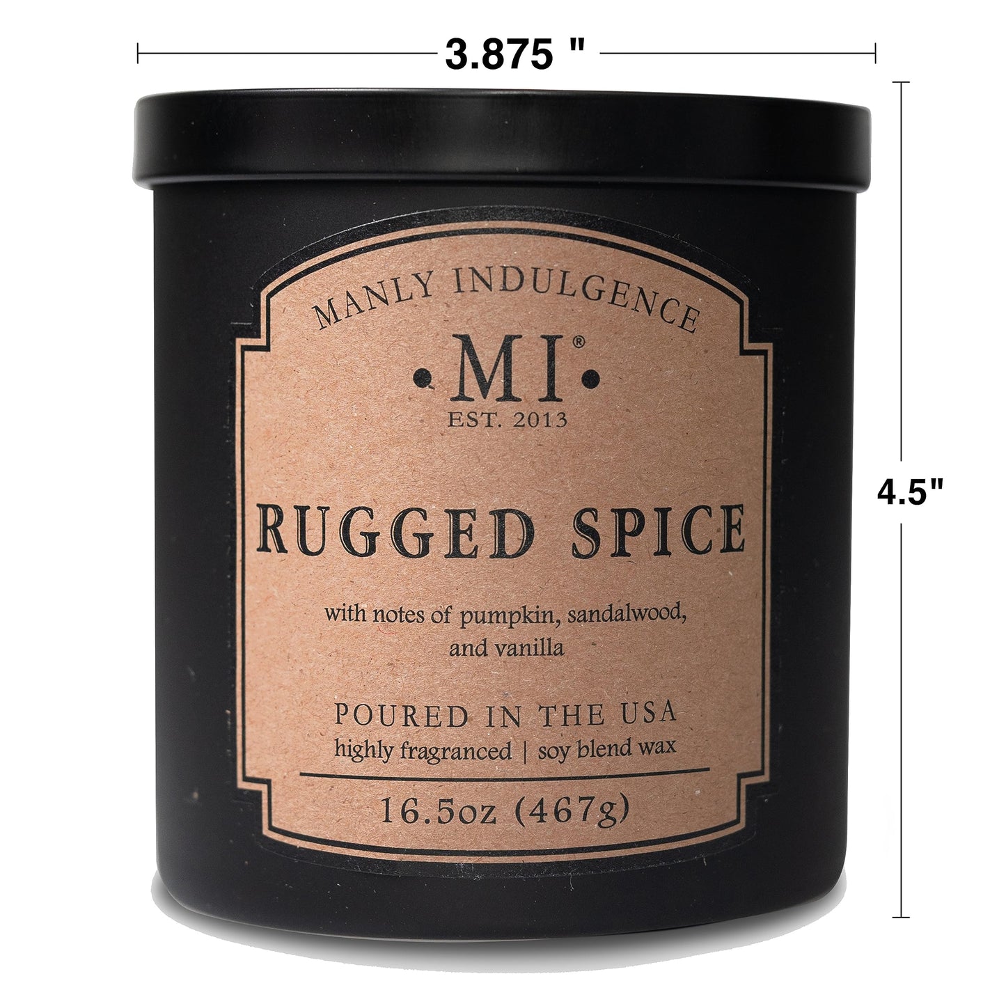 Manly Indulgence Rugged Spice Scented Candles for Men, 2 Wick, 16.5 oz, Premium Soy Blend Wax, 60H Burn, Candles for Home Scented - Made in The USA