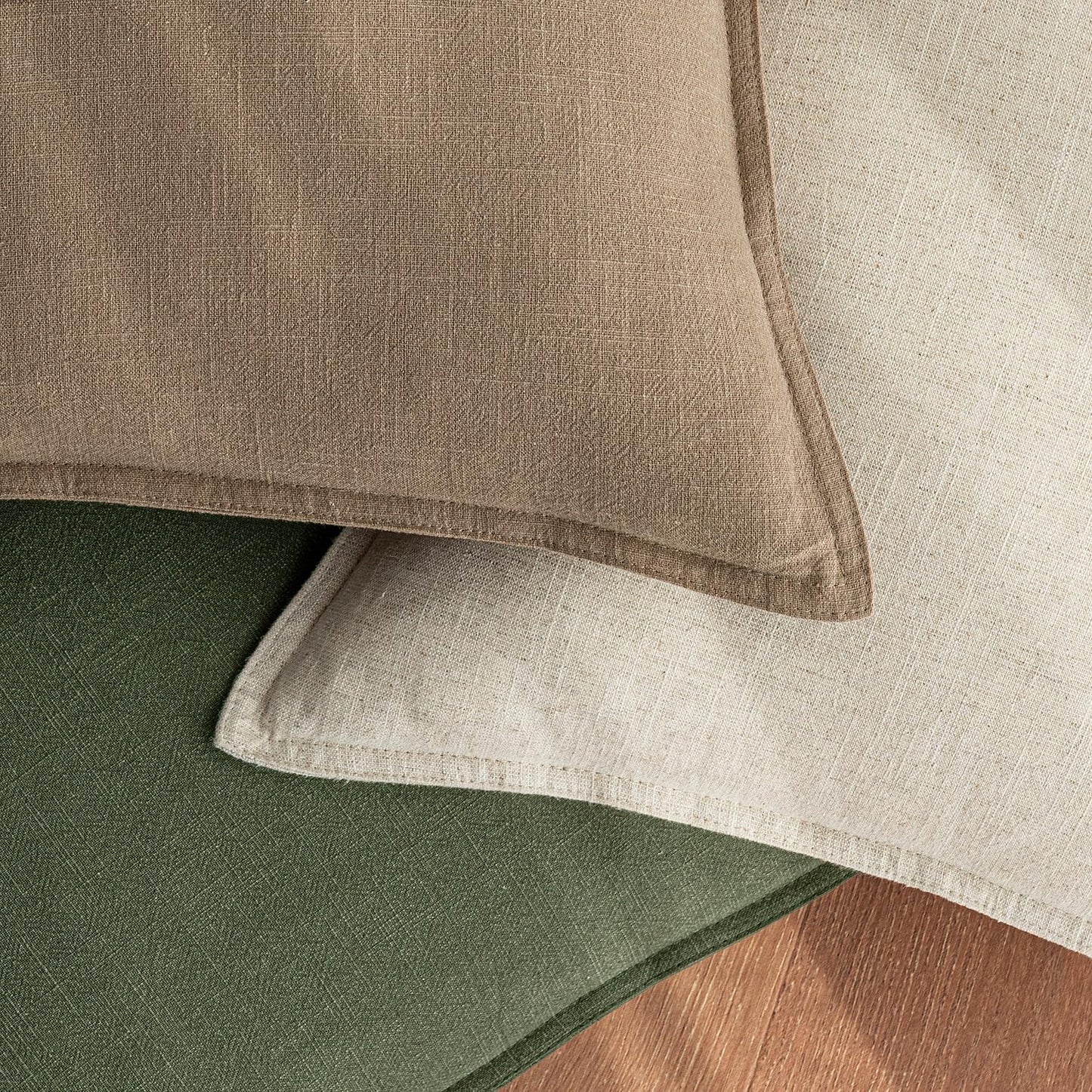 Woaboy 20x20 Inch Set of 2 Decorative Linen Solid Throw Pillow Covers Boho Accent Farmhouse Couch Pillowcases Modern Netural Home Decor for Couch Sofa Living Room Bed,Light Brown