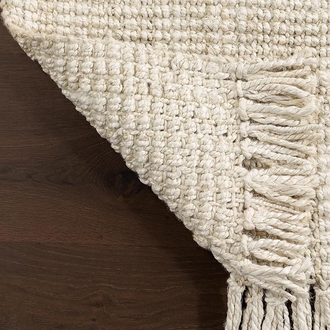Nuloom Daniela Off-White, 2'6" x 10', Handmade, Jute, Tassel, Soft and Textured, High Traffic, Stain Resistant, Easy Clean, Durable Runner for Bedroom, Living Room, Dining Space, Foyer, Entryway