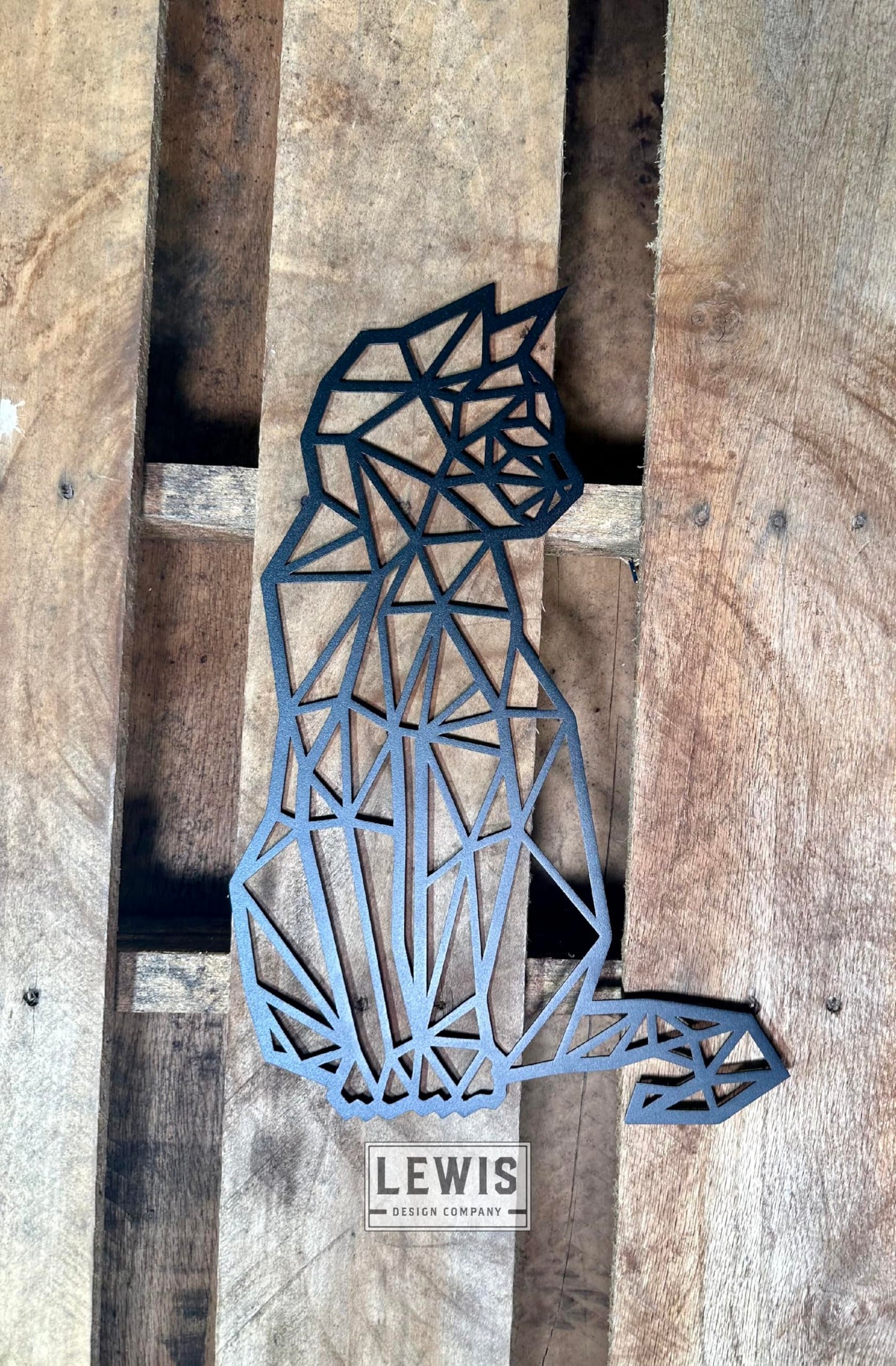 Geometric Cat Metal Wall Art (18" H x 11.5" W, Black)