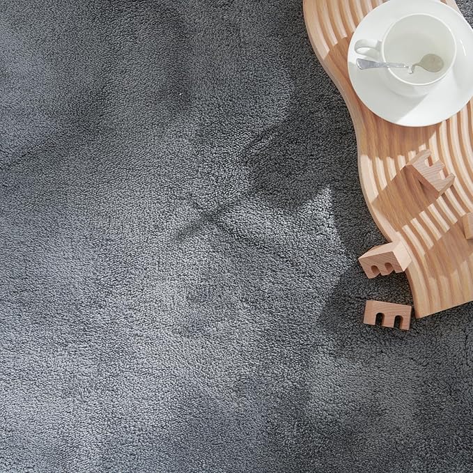 jinchan Solid Plush Runner Rug 2x5 Performance Shaggy Washable Hallway Rug Soft Modern Faux Wool Cozy Non Slip Carpet for Bedroom Laundry Room Living Room Kids Nursery Grey