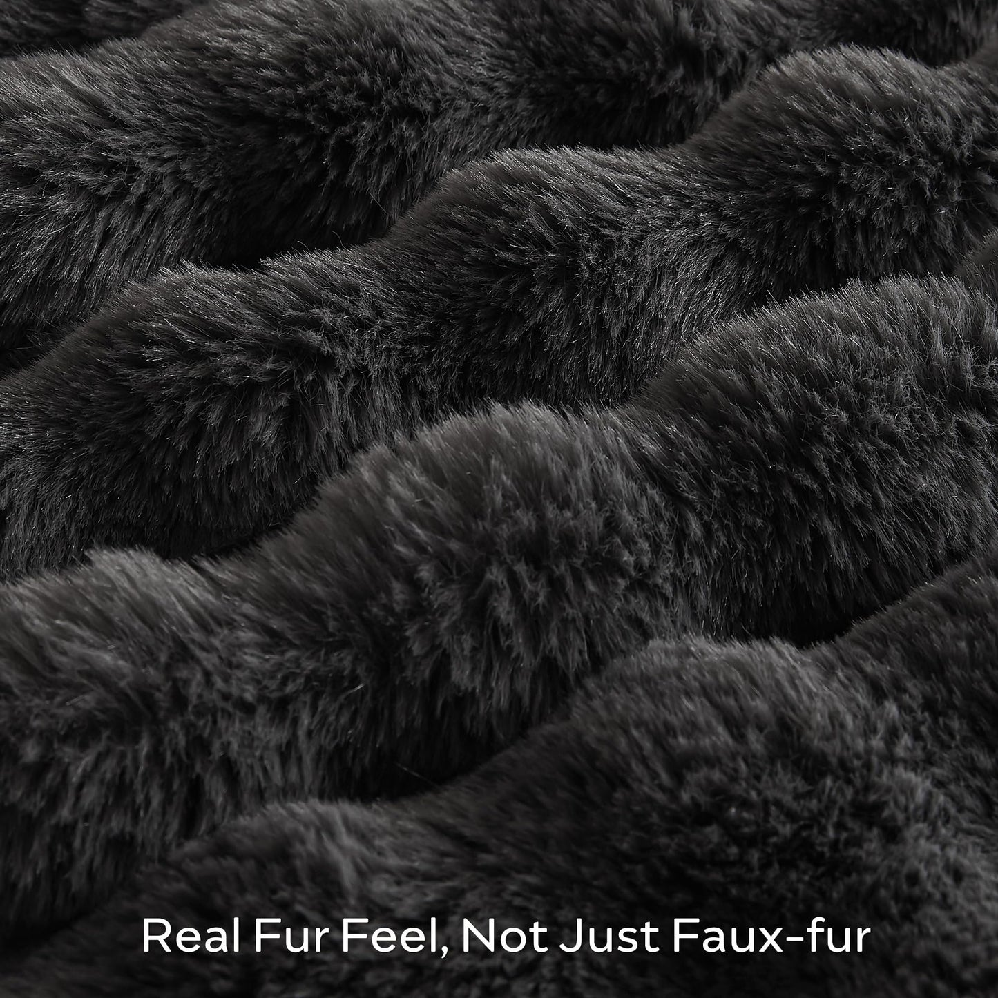 JELLYMONI Faux Fur Throw Blanket, Dark Grey Throw Blanket for Couch, Fuzzy Cozy Plush Bubble Bed Blanket, Thick and Warm Blanket, Throw (50" X 60")