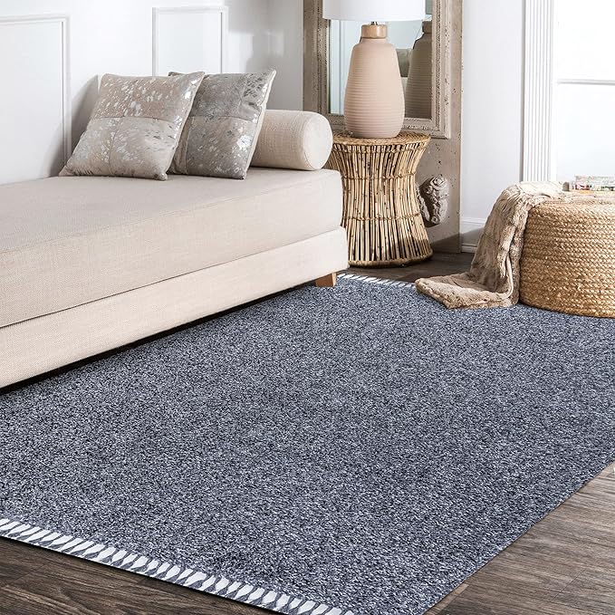 JONATHAN Y Mercer Shag Plush Tassel Denim Blue Indoor Area Rug, 5x8, Contemporary, Modern, Easy-Cleaning for Living Room, Bedroom, Kitchen, Pet Friendly, Non-Shedding (MCR100C-5)