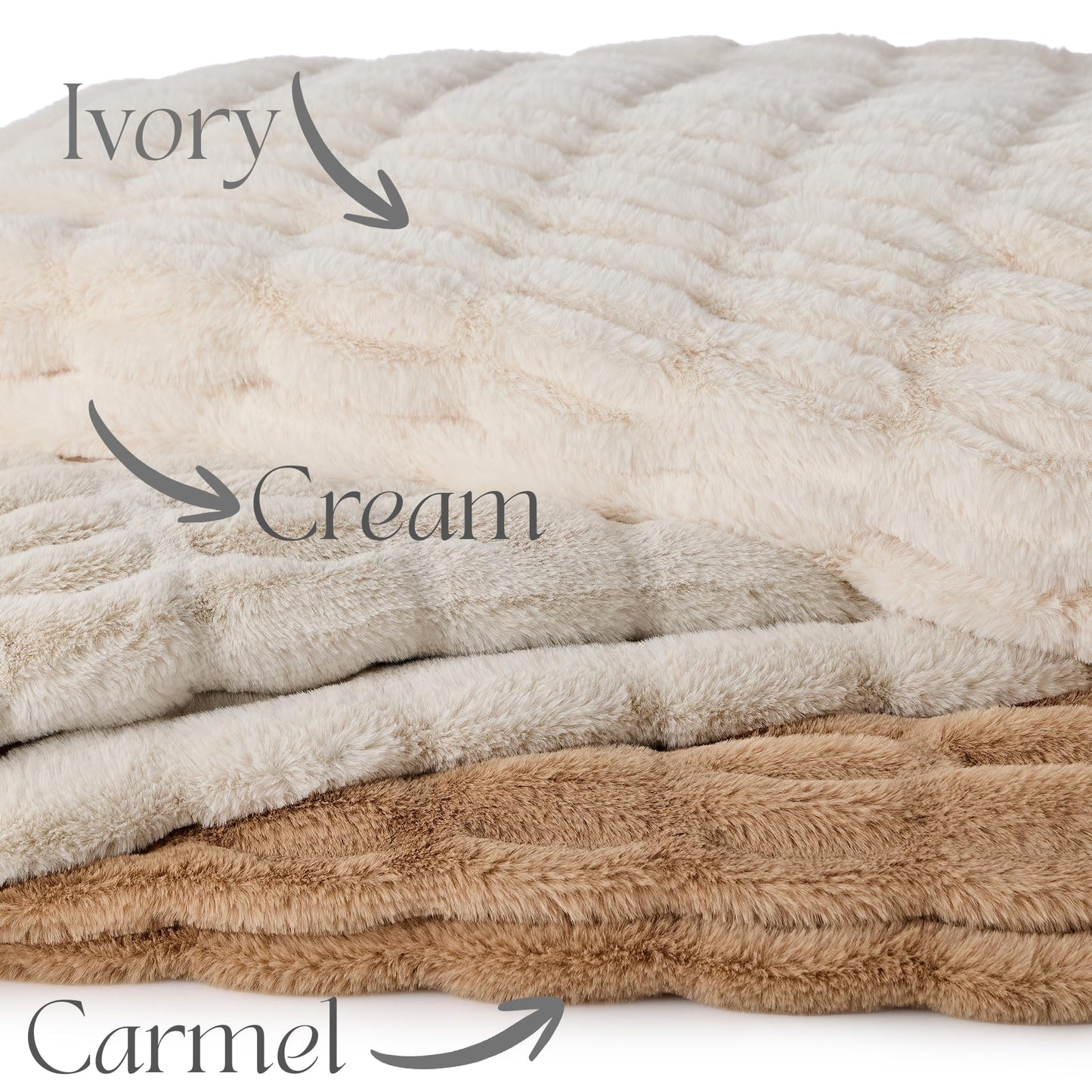 Raelee Luxury Faux Rabbit Fur Throw Blanket, Ultra Soft Double Sided Fluffy Plush Throw for Couch, Bed, Chair, Thick Warm Cozy Decorative Bubble Throw Blanket, Caramel Brown, 50x60