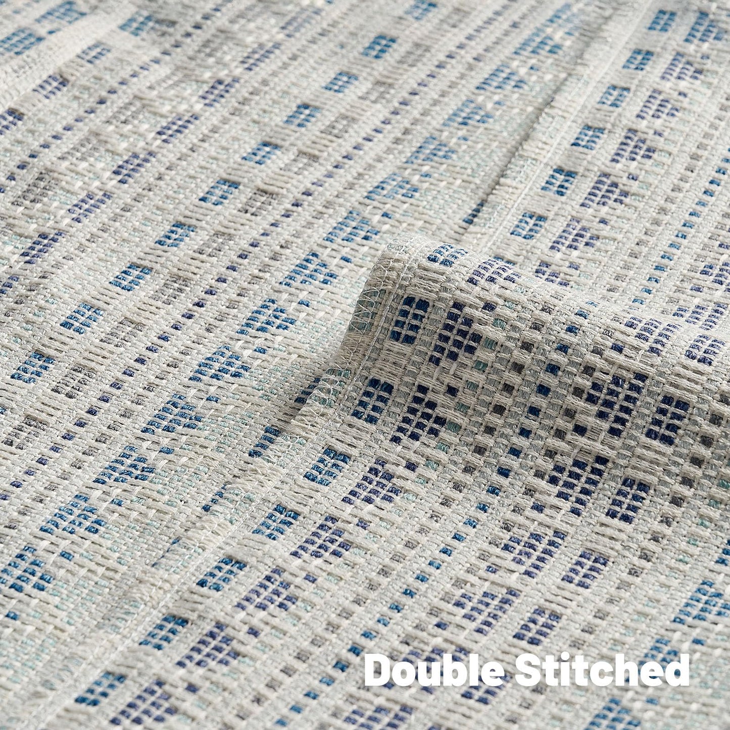 FUTEI Pack of 2 Chenille Jacquard Throw Pillow Covers 18x18 Inch Soft Cozy Woven Embroidery Coastal Decorative Cushion Case Boho Farmhouse Accent for Couch Bed Living Room, Blue Grey