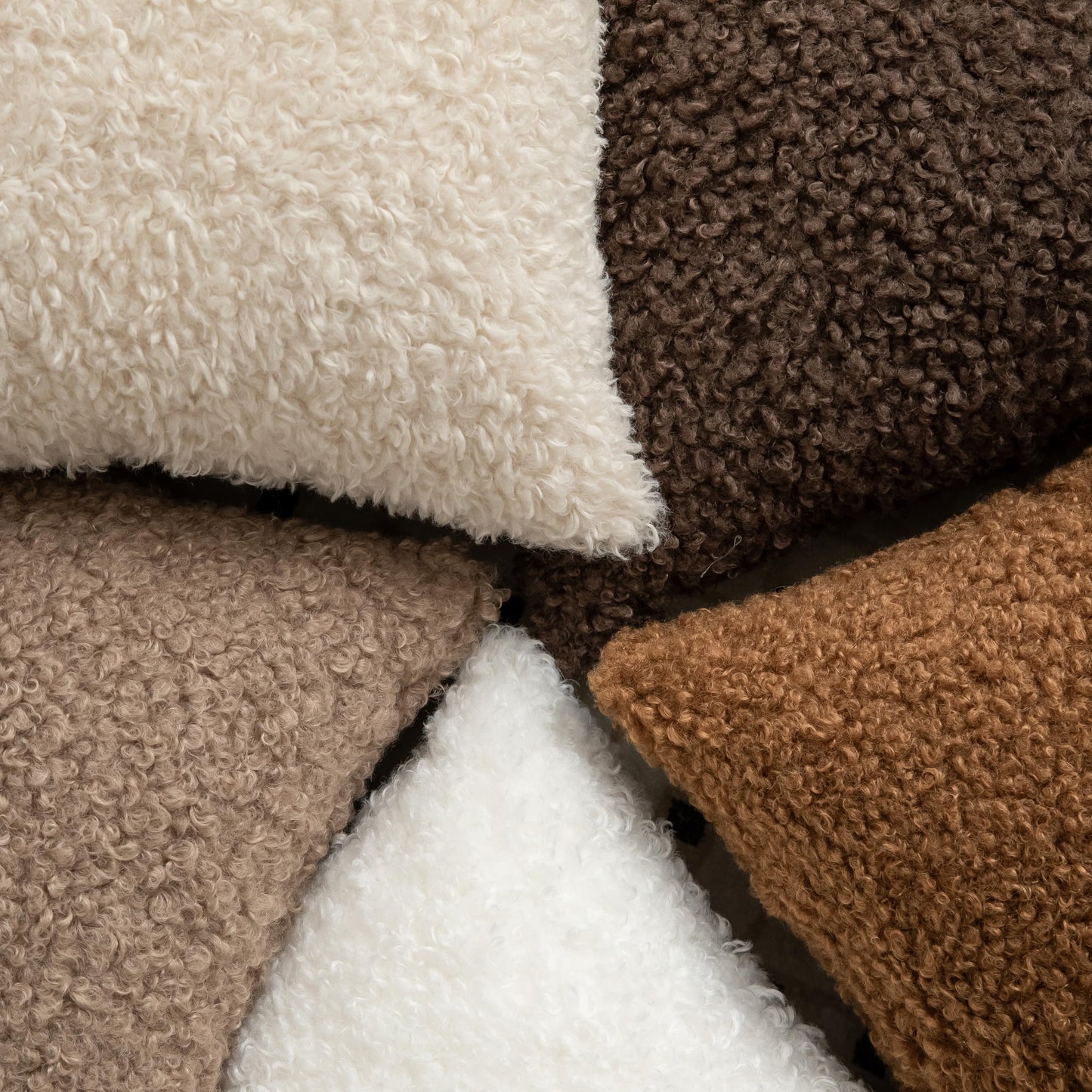 Joyouth Pack of 2 Curly Teddy Wool Faux Fur Throw Pillow Covers Fuzzy Accent Soft Sherpa Pillowcases Sheepskin Fleece Decorative Cushion Case for Sofa Couch Living Room 16x16 Inch Neutral Light Beige