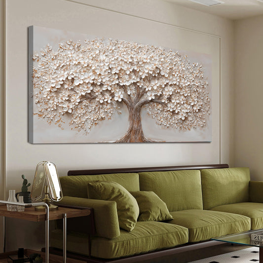 Canvas Wall Art Decor Prints Modern Botanical Wall Art Pictures for Living Room Canvas Art Wall Decor Tree of Life Wall Art Decor White Flower Wall Art Prints Artwork for Walls Bedroom Office Decor 20" X 40"
