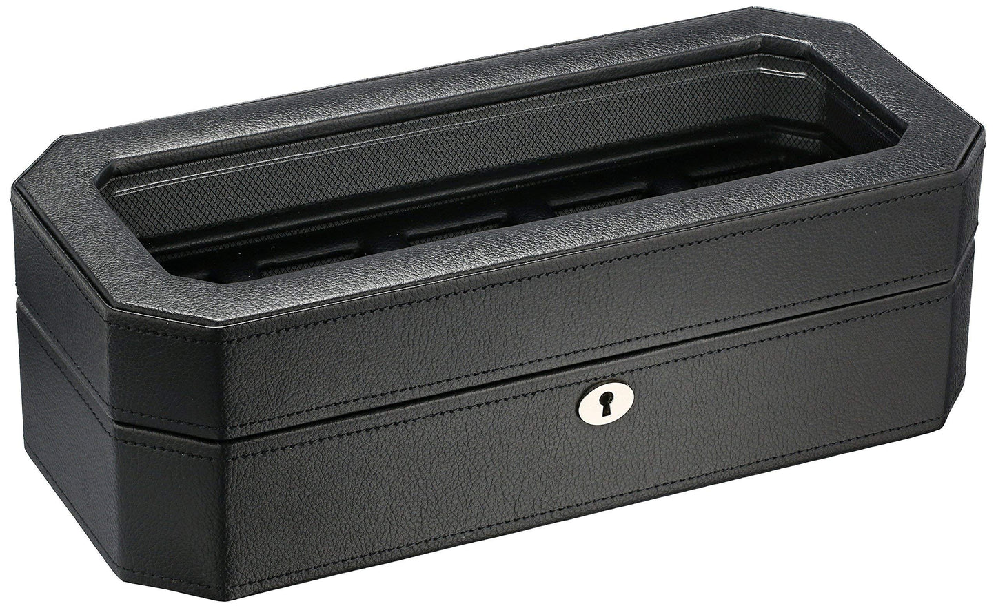 WOLF Windsor 5-Piece Watch Box, Black - Features Five Watch Compartments & Vegan Leather Exterior