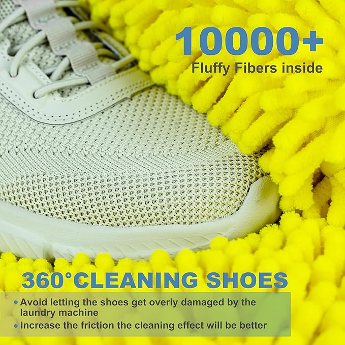 Shoe Washing Machine Bag – Reusable, Protective, Size Adaptable 360° Deep Clean Laundry Bag with Cleaning Fibers for Washing Machine, 2 Pack