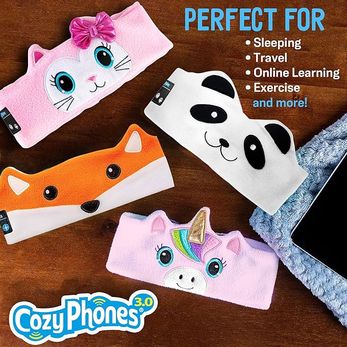 Toddler Headphones Wireless, Kids Bluetooth Earphones, Safe Volume - Wired School Headphones for Kids with 3.5 MM Jack and Travel Bag - Toddler Airplane Accessories for Boys & Girls - Pink Unicorn