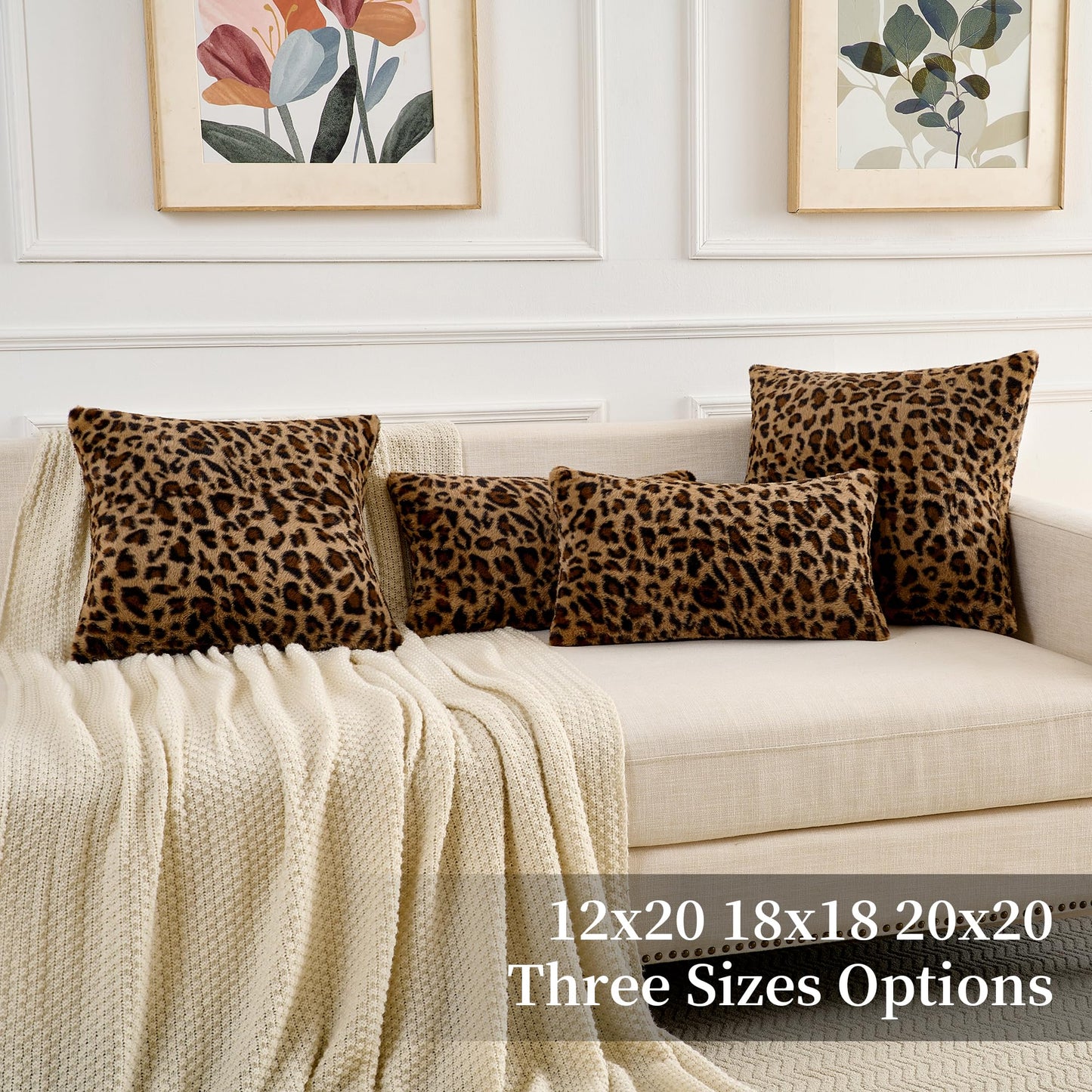 GALMAXS7 Cheetah Pillow Covers 18x18 Faux Fur Throw Pillow Covers Set of 2 Leopard Couch Pillow Covers Fluffy Soft Decorative for Home Living Room Bedroom